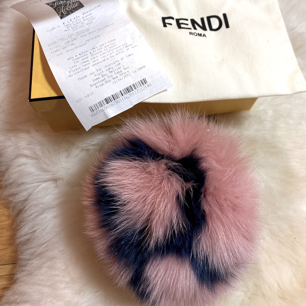 New! Fendi R fox fur bag charm!